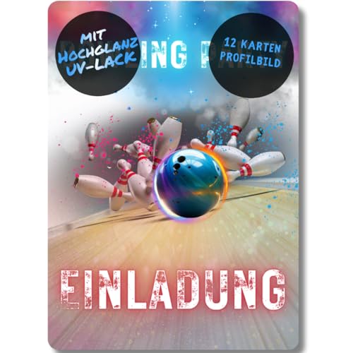 celebr8te 12x Bowling Einladungskarten - Für den Kindergeburtstag von Jungen & Mädchen - Coole Partyeinladungen für Geburtstage Motiv 9 von celebr8te