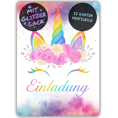 celebr8te 12x Einhorn Glitzer Regenbogen Einladungskarten - Für den Kindergeburtstag von Mädchen - Einhorn Geburtstagseinladungen inkl. Messenger Bild & Urlaubsgutschein celebr8te 12x Einhorn Glitzer Regenbogen Einladungskarten - Für den Kindergeburtstag von Mädchen - Einhorn Geburtstagseinladungen inkl. Messenger Bild & Urlaubsgutschein von celebr8te