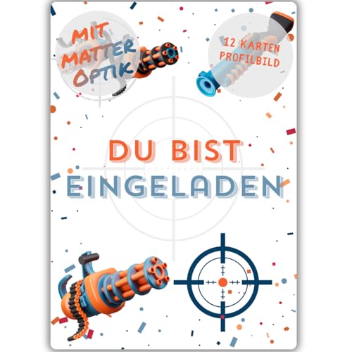 celebr8te 12x Einladungskarten im Spielzeug Shooter Design - Für den Kindergeburtstag von Jungen & Mädchen - Toy Gun Geburtstagseinladungen + 12 Umschläge + 24 Sticker + 12 Geschenktüten celebr8te 12x Einladungskarten im Spielzeug Shooter Design - Für den Kindergeburtstag von Jungen & Mädchen - Toy Gun Geburtstagseinladungen + 12 Umschläge + 24 Sticker + 12 Geschenktüten von celebr8te