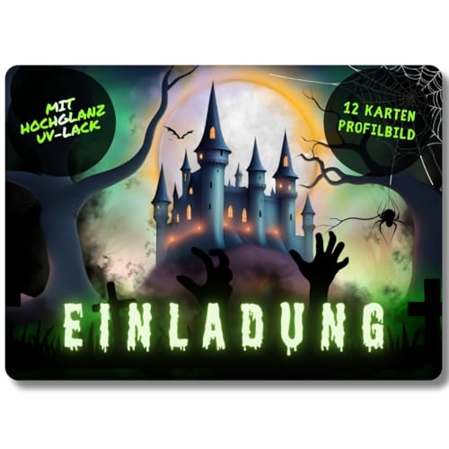 celebr8te 12x Einladungskarten mit Halloween Schloss Motiv - Gruselige Karten für Jungen & Mädchen & auch Erwachsene - Coole Partyeinladungen mit hochwertiger Verarbeitung celebr8te 12x Einladungskarten mit Halloween Schloss Motiv - Gruselige Karten für Jungen & Mädchen & auch Erwachsene - Coole Partyeinladungen mit hochwertiger Verarbeitung von celebr8te