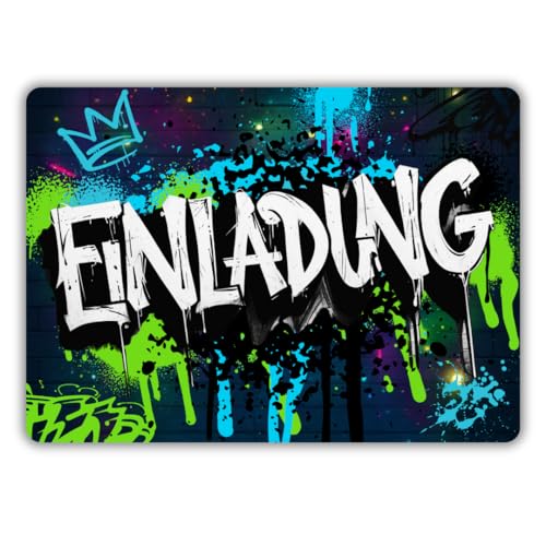 celebr8te 12x Graffiti Einladungskarten Nr.1 - Für den Kindergeburtstag von Jungen & Mädchen - Neon Graffiti Geburtstagseinladungen inkl. Messenger Bild & Urlaubsgutschein celebr8te 12x Graffiti Einladungskarten Nr.1 - Für den Kindergeburtstag von Jungen & Mädchen - Neon Graffiti Geburtstagseinladungen inkl. Messenger Bild & Urlaubsgutschein von celebr8te