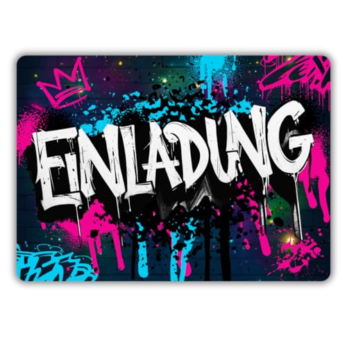 celebr8te 12x Graffiti Einladungskarten Nr.2 - Für den Kindergeburtstag von Jungen & Mädchen - Neon Graffiti Geburtstagseinladungen inkl. Messenger Bild & Urlaubsgutschein celebr8te 12x Graffiti Einladungskarten Nr.2 - Für den Kindergeburtstag von Jungen & Mädchen - Neon Graffiti Geburtstagseinladungen inkl. Messenger Bild & Urlaubsgutschein von celebr8te