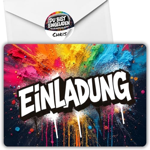 celebr8te 12x Graffiti Einladungskarten Nr.3 - Für den Kindergeburtstag von Jungen & Mädchen - Neon Graffiti Geburtstagseinladungen +12 Umschläge +12 Sticker celebr8te 12x Graffiti Einladungskarten Nr.3 - Für den Kindergeburtstag von Jungen & Mädchen - Neon Graffiti Geburtstagseinladungen +12 Umschläge +12 Sticker von celebr8te