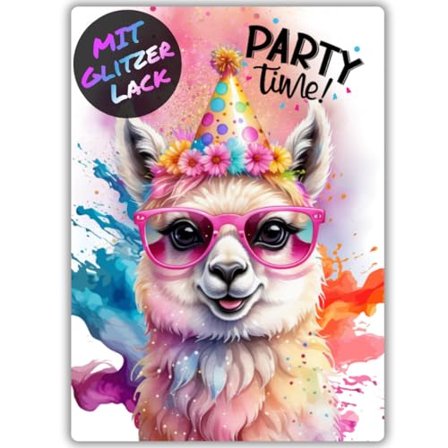 celebr8te 12x Party Lama Glitzer Einladungskarten - Teenager Kindergeburtstag Jungen & Mädchen - coole Tier Geburtstagseinladungen inkl. Messenger Bild & Urlaubsgutschein celebr8te 12x Party Lama Glitzer Einladungskarten - Teenager Kindergeburtstag Jungen & Mädchen - coole Tier Geburtstagseinladungen inkl. Messenger Bild & Urlaubsgutschein von celebr8te