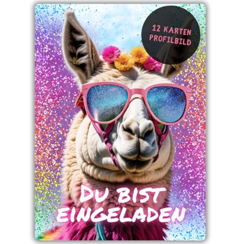 celebr8te 12x Party Lama Glitzer Einladungskarten - Für den Kindergeburtstag von Mädchen - Lustige Alpaka Geburtstagseinladungen inkl. Messenger Bild & Urlaubsgutschein celebr8te 12x Party Lama Glitzer Einladungskarten - Für den Kindergeburtstag von Mädchen - Lustige Alpaka Geburtstagseinladungen inkl. Messenger Bild & Urlaubsgutschein von celebr8te