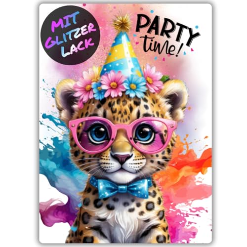 celebr8te 12x Party Leo Löwe Glitzer Einladungskarten - Teenager Kindergeburtstag Jungen & Mädchen - coole Tier Geburtstagseinladungen inkl. Messenger Bild & Urlaubsgutschein celebr8te 12x Party Leo Löwe Glitzer Einladungskarten - Teenager Kindergeburtstag Jungen & Mädchen - coole Tier Geburtstagseinladungen inkl. Messenger Bild & Urlaubsgutschein von celebr8te
