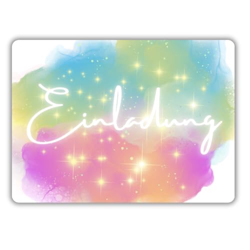 celebr8te 12x Glitzer Wolken Einladungskarten - Für den Kindergeburtstag von Mädchen - UV Hochglanz Glitzer Party Geburtstagseinladungen inkl. Messenger Bild & Urlaubsgutschein von celebr8te