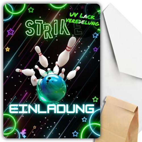 celebr8te 12x grüne Bowling Einladungskarten - Für den Kindergeburtstag von Jungen & Mädchen - Coole Partyeinladungen für Geburtstage +12 Umschläge +24 Sticker +12 Geschenktüten celebr8te 12x grüne Bowling Einladungskarten - Für den Kindergeburtstag von Jungen & Mädchen - Coole Partyeinladungen für Geburtstage +12 Umschläge +24 Sticker +12 Geschenktüten von celebr8te