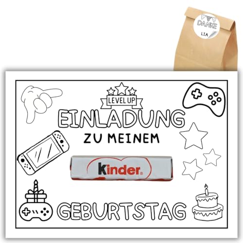 celebr8te 12x kreative # DIY Einladungskarten - Für den Kindergeburtstag von Jungen & Mädchen zum selbst gestalten - Partyeinladungen für Geburtstage +12 Sticker +12 Geschenktüten von celebr8te