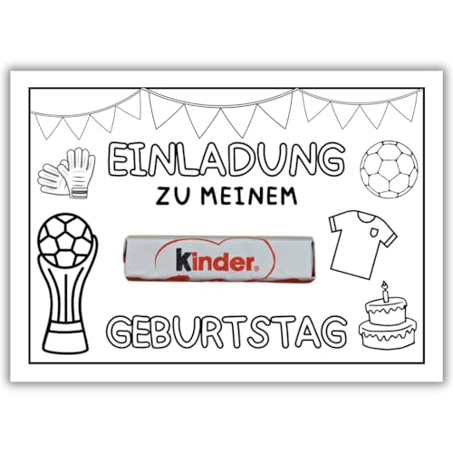 celebr8te 12x kreative Fussball DIY Einladungskarten - Für den Kindergeburtstag von Jungen & Mädchen zum selbst gestalten - Partyeinladungen für Geburtstage inkl. Messenger Bild & Urlaubsgutschein von celebr8te