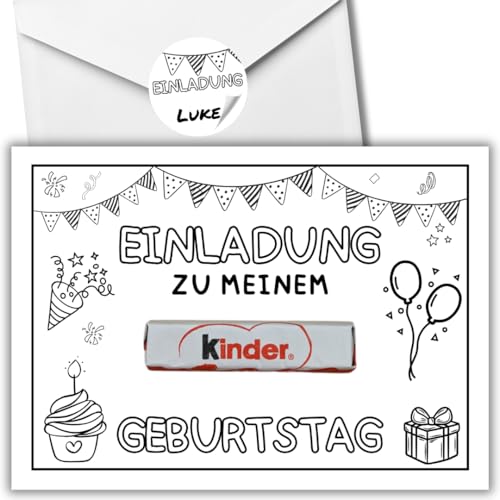 celebr8te 12x kreative Kinder Einladungskarten - Für den Kindergeburtstag von Jungen & Mädchen zum selbst gestalten - DIY Partyeinladungen für Geburtstage +12 Umschläge +12Sticker von celebr8te