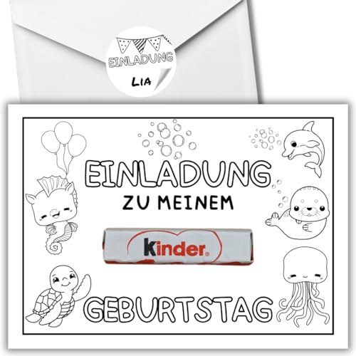 celebr8te 12x kreative Meerestiere DIY Einladungskarten - Für den Kindergeburtstag von Jungen & Mädchen zum selbst gestalten - Partyeinladungen für Geburtstage +12 Umschläge +12 Sticker celebr8te 12x kreative Meerestiere DIY Einladungskarten - Für den Kindergeburtstag von Jungen & Mädchen zum selbst gestalten - Partyeinladungen für Geburtstage +12 Umschläge +12 Sticker von celebr8te