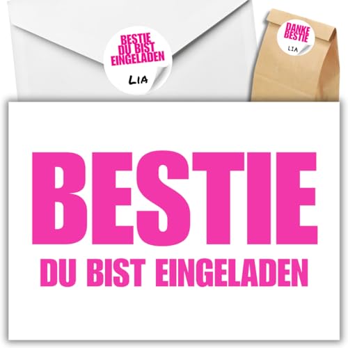 celebr8te 12x lässige Geburtstagseinladungen - BESTIE Einladungskarten für Kindergeburtstag Jungen - Teenager Party Einladungskarten +12 Umschläge +24 Sticker +12 Geschenktüten von celebr8te
