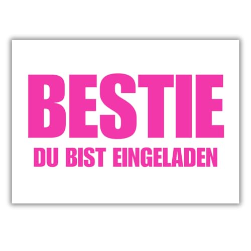 celebr8te 12x lässige Geburtstagseinladungen - BESTIE Einladungskarten für Kindergeburtstag Jungen - Teenager Party Einladungskarten inkl. Messenger Bild & Urlaubsgutschein von celebr8te