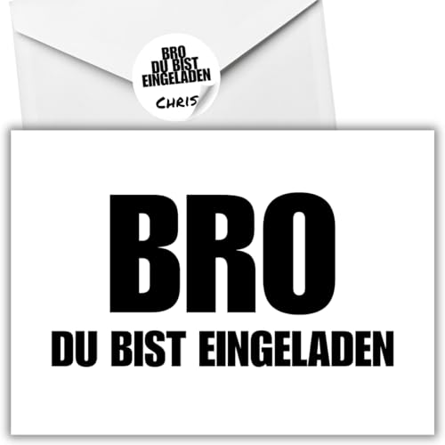 celebr8te 12x lässige Geburtstagseinladungen - BRO Einladungskarten für Kindergeburtstag Jungen - Teenager Party Einladungskarten +12 Umschläge +12 Sticker von celebr8te
