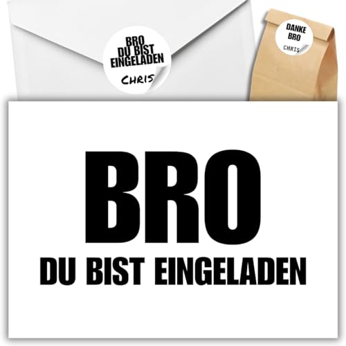 celebr8te 12x lässige Geburtstagseinladungen - BRO Einladungskarten für Kindergeburtstag Jungen - Teenager Party Einladungskarten +12 Umschläge +24 Sticker +12 Geschenktüten celebr8te 12x lässige Geburtstagseinladungen - BRO Einladungskarten für Kindergeburtstag Jungen - Teenager Party Einladungskarten +12 Umschläge +24 Sticker +12 Geschenktüten von celebr8te