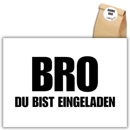 celebr8te 12x lässige Geburtstagseinladungen - BRO Einladungskarten für Kindergeburtstag Jungen - Teenager Party Einladungskarten +12Sticker +12 Geschenktüten celebr8te 12x lässige Geburtstagseinladungen - BRO Einladungskarten für Kindergeburtstag Jungen - Teenager Party Einladungskarten +12Sticker +12 Geschenktüten von celebr8te