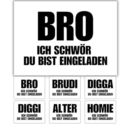 celebr8te 12x lässige Geburtstagseinladungen - BRO SCHWÖR du bist eingeladen! Einladungskarten für Kindergeburtstag Jungen - Teenager Party Einladungskarten BIG MIX PACK von celebr8te