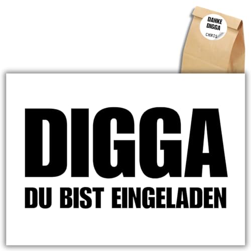 celebr8te 12x lässige Geburtstagseinladungen - DIGGA Einladungskarten für Kindergeburtstag Jungen - Teenager Party Einladungskarten +12 Sticker +12 Geschenktüten celebr8te 12x lässige Geburtstagseinladungen - DIGGA Einladungskarten für Kindergeburtstag Jungen - Teenager Party Einladungskarten +12 Sticker +12 Geschenktüten von celebr8te
