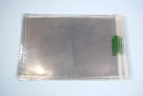 Biologisch abbaubares C5-Cellophan, 167 mm x 230 mm + 30 mm Klappe, PLA-Grußkarten-Display-Taschen, 30 Mikron, selbstklebend, mittelgroß, 250 Stück von celloexpress