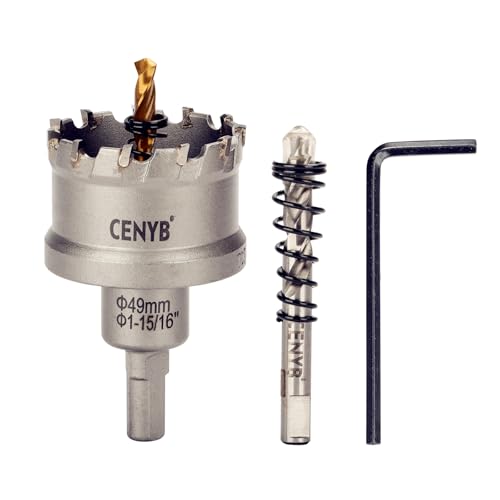 CENYB 1-15/16 Zoll, 49mm Lochsäge Hartmetall-Bohrer mit Wolframkarbidspitzen und 2 Titan-beschichtete Führungsbohrer, geeignet für Hartmetalle und Kunststoffe. CENYB 1-15/16 Zoll, 49mm Lochsäge Hartmetall-Bohrer mit Wolframkarbidspitzen und 2 Titan-beschichtete Führungsbohrer, geeignet für Hartmetalle und Kunststoffe. von cenyb