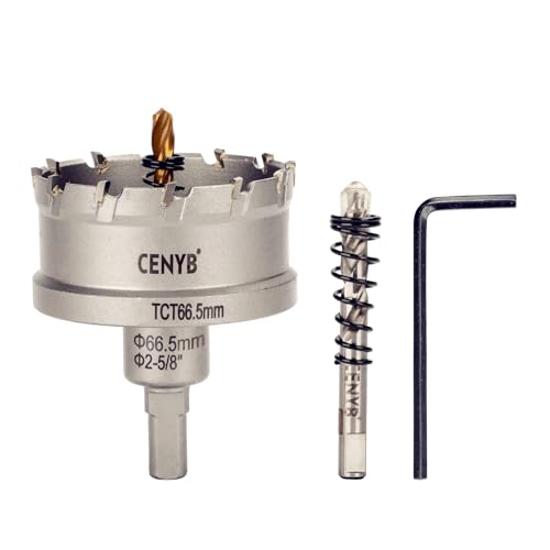 CENYB 2-5/8 Zoll, 66,5mm Lochsäge Hartmetall-Bohrer mit Wolframkarbidspitzen und 2 Titan-beschichtete Führungsbohrer, geeignet für Hartmetalle und Eisen. CENYB 2-5/8 Zoll, 66,5mm Lochsäge Hartmetall-Bohrer mit Wolframkarbidspitzen und 2 Titan-beschichtete Führungsbohrer, geeignet für Hartmetalle und Eisen. von cenyb