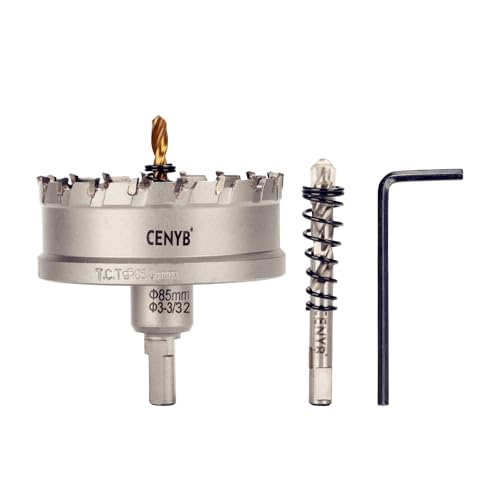 CENYB 3-3/32 Zoll, 85mm Lochsäge Hartmetall-Bohrer mit Wolframkarbidspitzen und 2 Titan-beschichtete Führungsbohrer, geeignet für Hartmetalle und Aluminiumlegierungen. CENYB 3-3/32 Zoll, 85mm Lochsäge Hartmetall-Bohrer mit Wolframkarbidspitzen und 2 Titan-beschichtete Führungsbohrer, geeignet für Hartmetalle und Aluminiumlegierungen. von cenyb