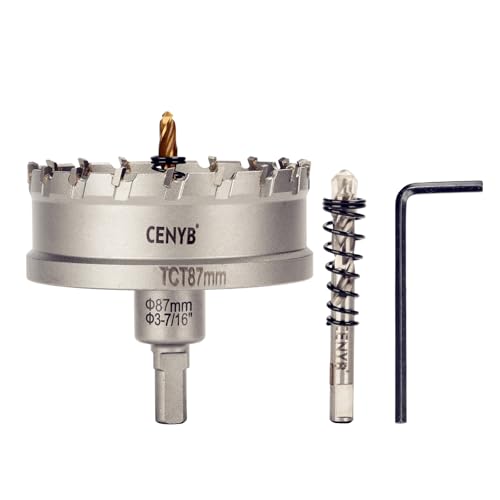 CENYB 3-7/16 Zoll, 87mm Lochsäge Hartmetall-Bohrer mit Wolframkarbidspitzen und 2 Titan-beschichtete Führungsbohrer, geeignet für Edelstahl und Eisen. CENYB 3-7/16 Zoll, 87mm Lochsäge Hartmetall-Bohrer mit Wolframkarbidspitzen und 2 Titan-beschichtete Führungsbohrer, geeignet für Edelstahl und Eisen. von cenyb