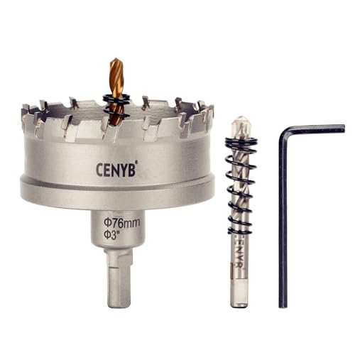 CENYB 3 Zoll, 76mm Lochsäge Hartmetall-Bohrer mit Wolframkarbidspitzen und 2 Titan-beschichtete Führungsbohrer, geeignet für Aluminiumlegierungen und Holz. CENYB 3 Zoll, 76mm Lochsäge Hartmetall-Bohrer mit Wolframkarbidspitzen und 2 Titan-beschichtete Führungsbohrer, geeignet für Aluminiumlegierungen und Holz. von cenyb