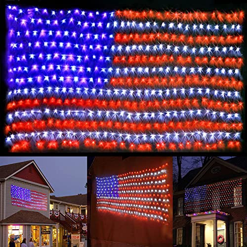 Cerflyer Lichterkette mit amerikanischer Flagge, 420 LEDs, wasserdicht, patriotische Ornamente für Gedenktag, 4. Juli, Weihnachten Cerflyer Lichterkette mit amerikanischer Flagge, 420 LEDs, wasserdicht, patriotische Ornamente für Gedenktag, 4. Juli, Weihnachten von cerflyer