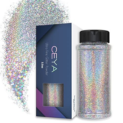 Ceya 100 g, ultrafeines Glitzerpulver, Laser, Silber, holografischer Glitzer, 0,2 mm, für Schleim, Epoxidharz, Handwerk, Becher, Schmuck, Nagelkunst, Festival, Make-up, Scrapbooking, Malerei Ceya 100 g, ultrafeines Glitzerpulver, Laser, Silber, holografischer Glitzer, 0,2 mm, für Schleim, Epoxidharz, Handwerk, Becher, Schmuck, Nagelkunst, Festival, Make-up, Scrapbooking, Malerei von ceya