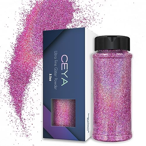 Ceya 100 g Holographic Ultra Fine Glitter Powder Laser Lila Glitter 0,008 Zoll 0,2 mm für Schleim Epoxidharz Craft Tumbler Jewelry Nail Art Festival Makeup Scrapbook Malerei Hochzeit Karten von ceya