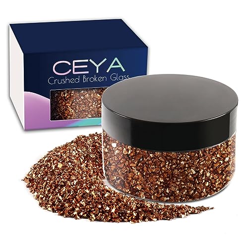 Ceya Crushed Glass Glitzer, 5.3oz/150 g, Dunkelbraun, 2–4 mm, grob, für Bastelarbeiten, Glitzer, unregelmäßige Metallicchips für Epoxidharz, Schmuckherstellung, Malerei, Untersetzer, Nageldekoration von ceya