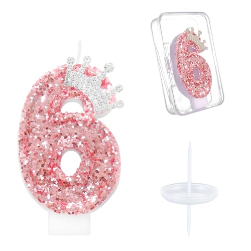 Ceya Geburtstagskerzen mit Zahl 6, rosa Krone für Kuchen, glitzernde Zahlen, 8 cm, Kuchendekoration, Dekoration für Mädchen, Frauen, Wiedervereinigungen, Jahrestag, Partyzubehör Ceya Geburtstagskerzen mit Zahl 6, rosa Krone für Kuchen, glitzernde Zahlen, 8 cm, Kuchendekoration, Dekoration für Mädchen, Frauen, Wiedervereinigungen, Jahrestag, Partyzubehör von ceya