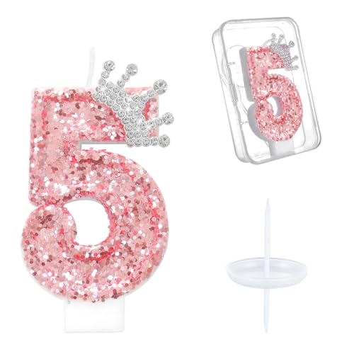 Ceya Geburtstagskerzen mit der Zahl 5, rosa Krone für Kuchen, glitzernde Zahlen, 8 cm, Kuchendekoration, Dekoration für Mädchen, Frauen, Wiedervereinigungen, Jahrestag, Partyzubehör Ceya Geburtstagskerzen mit der Zahl 5, rosa Krone für Kuchen, glitzernde Zahlen, 8 cm, Kuchendekoration, Dekoration für Mädchen, Frauen, Wiedervereinigungen, Jahrestag, Partyzubehör von ceya
