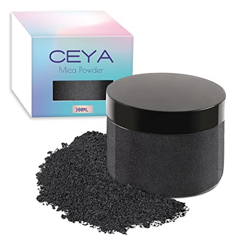 Ceya Glimmerpulver, 150g Schwarzer Perlglanz-Effekt, Farbstoff-Pigmentpulver für Epoxidharz, Becher, Schleim-Badekugel, Seifenfarbe, Schleim, Kerzenherstellung, Harzhandwerk, Farbe, Schmuck, Nagellack von ceya