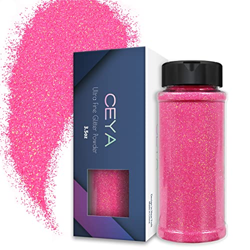 Ceya Glitzerpulver 0,2mm Ultra Feines Glitzerpulver für Schleim, Epoxidharz, Becher, Schmuck, Nagelkunst, Festival, Make-up, Scrapbooking, Malen, Hochzeitskarten, 100g (Rosa) von ceya