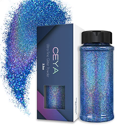 Ceya Holografischer ultrafeiner Glitzer, 3.5oz/100 g, Ozeanblau, funkelnd, feiner Premium-Kunst, feiner Premium-Laserpulver, für Epoxidharz, Handwerk, Becher, Schleim, Nagelkunst, Festival, Malerei Ceya Holografischer ultrafeiner Glitzer, 3.5oz/100 g, Ozeanblau, funkelnd, feiner Premium-Kunst, feiner Premium-Laserpulver, für Epoxidharz, Handwerk, Becher, Schleim, Nagelkunst, Festival, Malerei von ceya