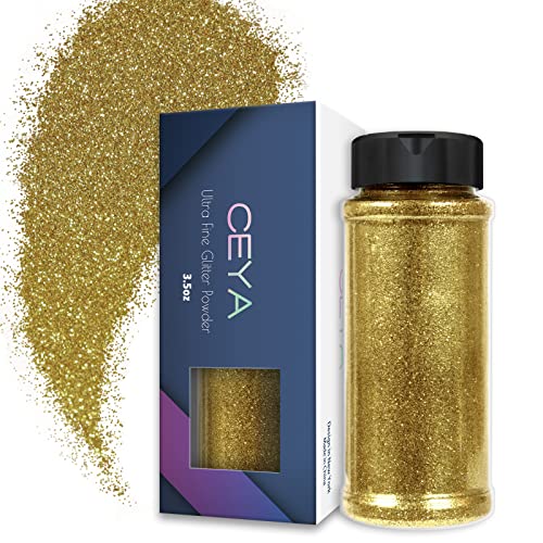 Ceya Metallisches feines Glitzerpuder, 3.5oz/100 g, extra feine Goldglitzerflocken, Bastel-Pailletten für Epoxidharz, Tumbler, Schleim, Nagelkunst, Festival, Sammelalbum, Hochzeitskarten, Malerei Ceya Metallisches feines Glitzerpuder, 3.5oz/100 g, extra feine Goldglitzerflocken, Bastel-Pailletten für Epoxidharz, Tumbler, Schleim, Nagelkunst, Festival, Sammelalbum, Hochzeitskarten, Malerei von ceya