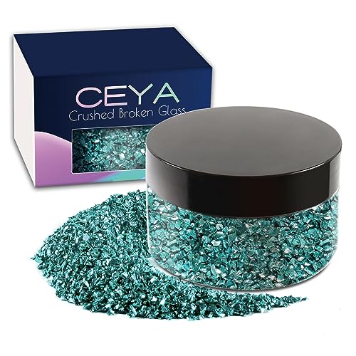 Ceya zerkleinertes unregelmäßiges Glas, 5.3oz/150 g himmelblau, metallische Kristall-Chips, zerbrochenes Glas, Glitzer, 2–4 mm, Bastelglitzer für Nagelkunst, Epoxidharz, Handyhülle, Schmuckherstellung von ceya