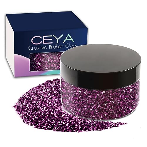 Ceya zerkleinertes unregelmäßiges Glas, 5.3oz/150 g royalviolett, metallische Kristall-Chips, gebrochenes Glas, Glitzer, 2–4 mm, Bastelglitzer für Nagelkunst, Epoxidharz, Untersetzer, Handyhülle von ceya