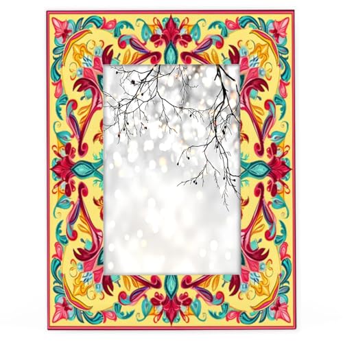 cfpolar Bilderrahmen aus Holz, Mandala-Kunst-Blumen, 12,7 x 17,8 cm, passend für 10,2 x 15,2 cm mit Passepartout oder 12,7 x 17,8 cm ohne Passepartout, Fotos für Wand oder Tisch, Schreibtisch, Zuhause cfpolar Bilderrahmen aus Holz, Mandala-Kunst-Blumen, 12,7 x 17,8 cm, passend für 10,2 x 15,2 cm mit Passepartout oder 12,7 x 17,8 cm ohne Passepartout, Fotos für Wand oder Tisch, Schreibtisch, Zuhause von cfpolar