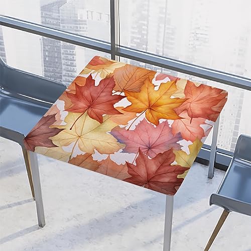 cfpolar Herbst-Tischdecke mit Ahornblättern, wasserdicht, quadratisch, abwischbar, für Innenbereich, Küche, Party, Abendessen, passend für quadratische Tische mit einem Durchmesser von 86,4 x 86,4 cm von cfpolar