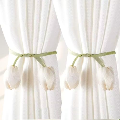 2 Stück Vorhang Raffhalter, Niedlich Tulpe Gardinenclips Vorhanghalter, Bunte Blumen Raffhalter für Vorhänge, Gardinen Seil für Haus Kinderzimmer Deko (B) von champracer