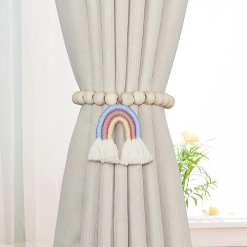 2 Stück Vorhangseil Raffhalter, Regenboge Vorhang Raffhalter, Handgemachte Vorhanghalter Vorhang-Raffhalter, für Haus, Büro, Wohnzimmer, Schlafzimmer Deko (Himmelblau A) von champracer