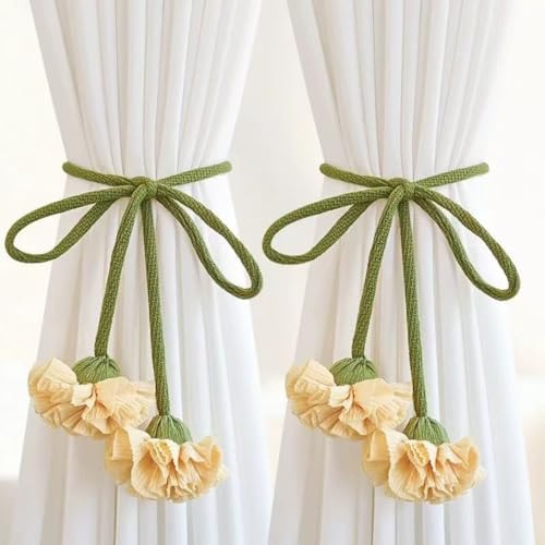 2pcs Vorhang Raffhalter, Niedlich Blumen Heimdekoration, Raffhalter für Vorhänge, für Gardinen Dekoration vonWohnzimmer, Büro, Schlafzimmer (C) von champracer