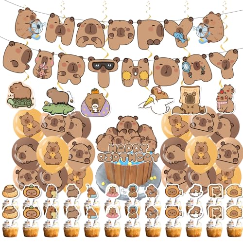 Capybara Geburtstag Ballon Deko, Capybara-Themenparty-Zubehör, Exquisite Nette Cartoon Animal Balloon Set, für Kinder Jungen Mädchen Geburtstagsparty-Zubehör (A) von champracer