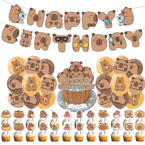 Capybara Geburtstag Ballon Deko, Capybara-Themenparty-Zubehör, Exquisite Nette Cartoon Animal Balloon Set, für Kinder Jungen Mädchen Geburtstagsparty-Zubehör (C) von champracer