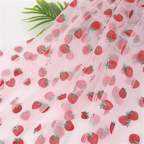 Erdbeere Tüll Mesh 150 cm Tüllstoff, Tüllstoff Dekoration Weicher Tüll, Tüllstoff, Halloween Tüllstoff, Tischdecke Geburtstag, Basteldekoration, DIY Basteln (rosa) von champracer