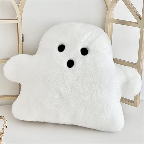 Halloween Geisterkissen, Halloween Kuscheltier, Halloween Kissen Gespenst, Halloween Geist Kissen Puppenspielzeug, Kreatives Gespenst Niedliches Kissen, für Kinderzimmer Dekoration (18x23 CM,Weiß) von champracer